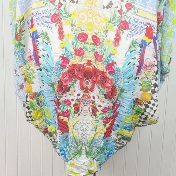 Camilla Open Front Cardi Cape Masking Madness 100% Silk Crystal Embellised OS